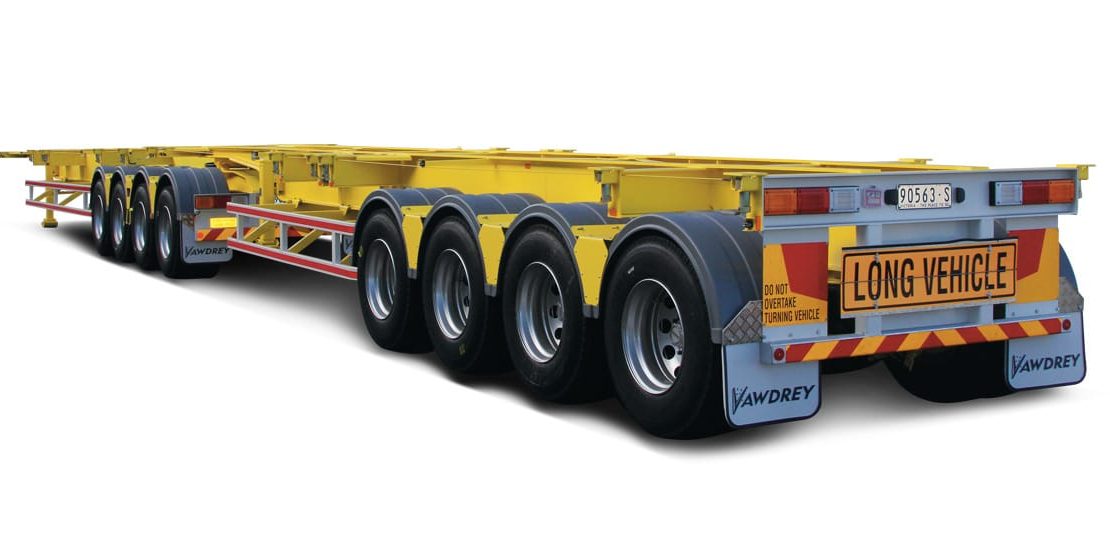 Vawdrey semi trailer configured for shipping containers